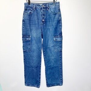 KanCan Baggy Cargo Jeans High Rise Ankle crop pants exposed button fly Size 27